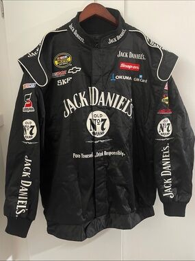 Chase Authentics Black Jack Daniel's Racing Bomber Jacket with Patch Logos